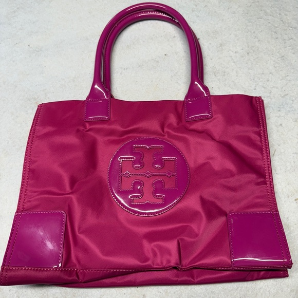 NWOT Tory Burch Ella Pink Patent Leather & Nylon Tote - Picture 1 of 7